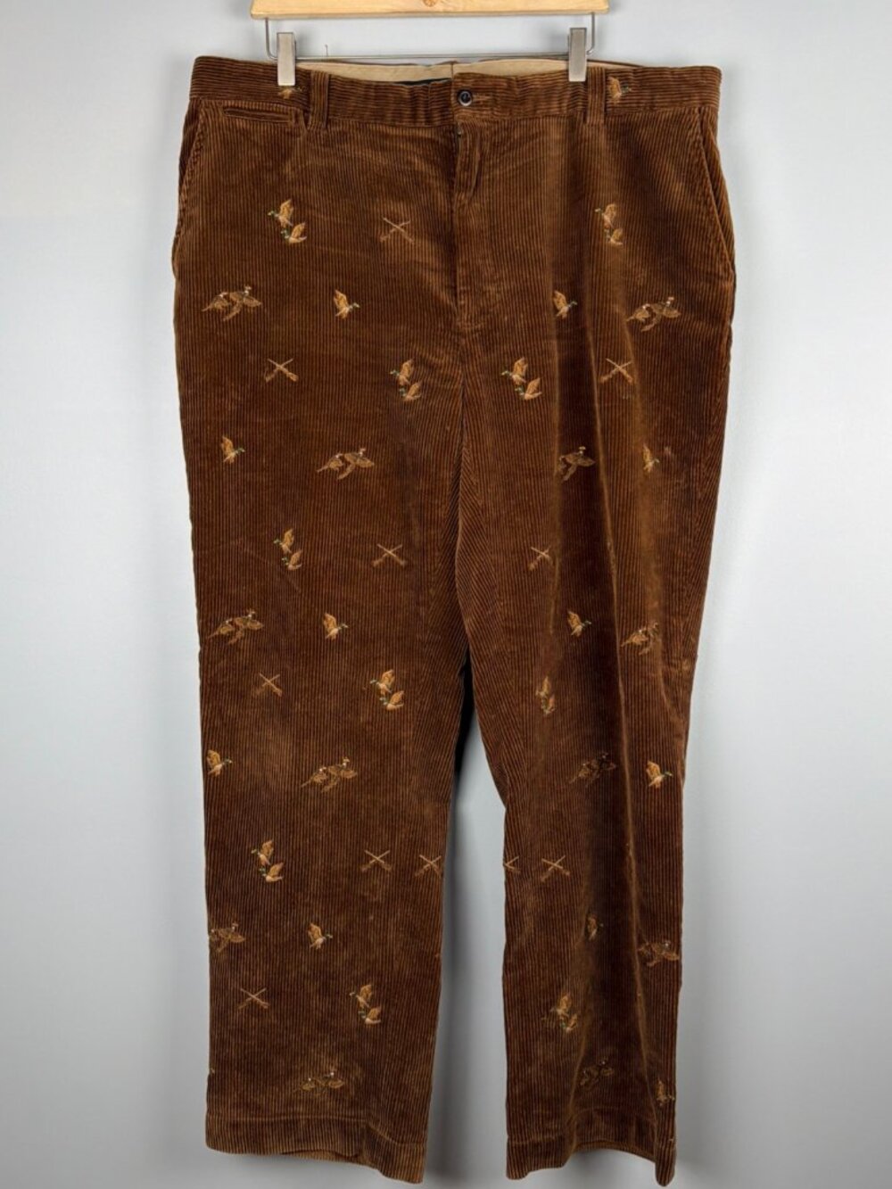 Vintage Polo Ralph Lauren Corduroy Pants Mens 40x32 Brown Duck Hunt Embroidered